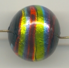 Dichroic Style, Murano 20mm Round Striped Foil Beads